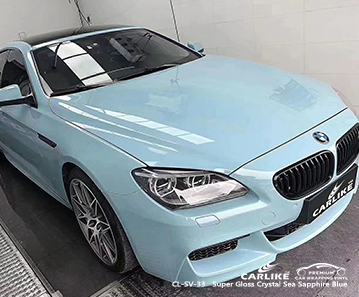 CL-SV-33 super gloss crystal sea sapphire blue car wrapping for BMW
