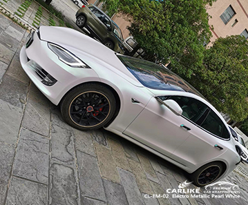 TESLA Şırnak Türkiye için bisiklet için CL-EM-02 elektro metalik inci beyaz karbon fiber vinil şal