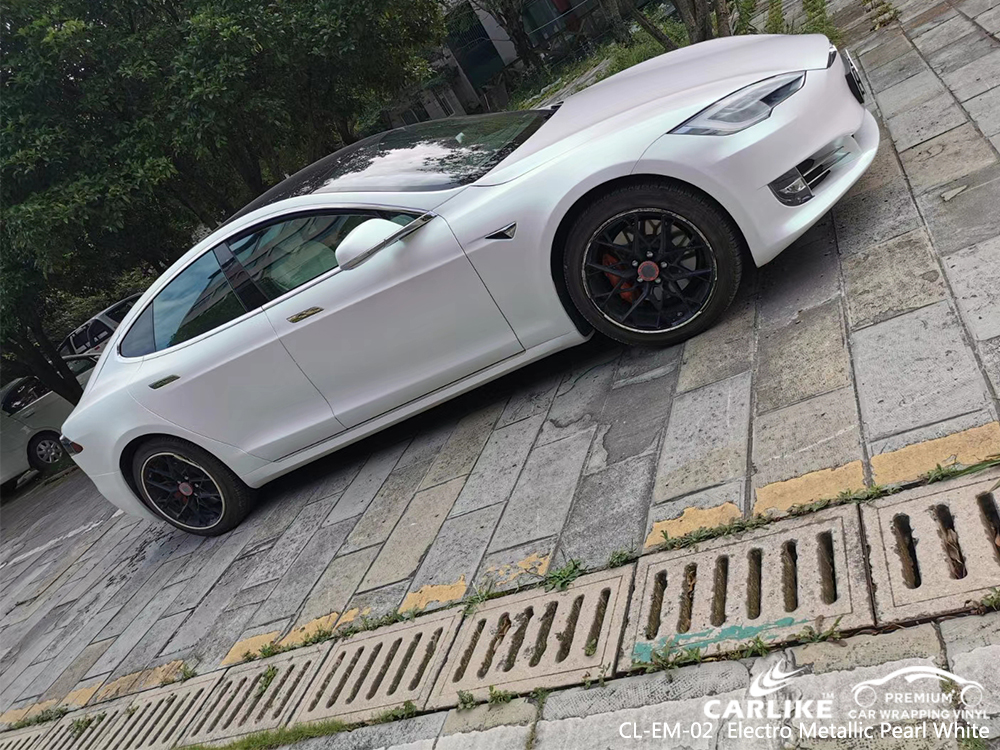 CL-EM-02 electro metallic pearl white carbon fibre vinyl wrap for bike for TESLA Sirnak Turkey