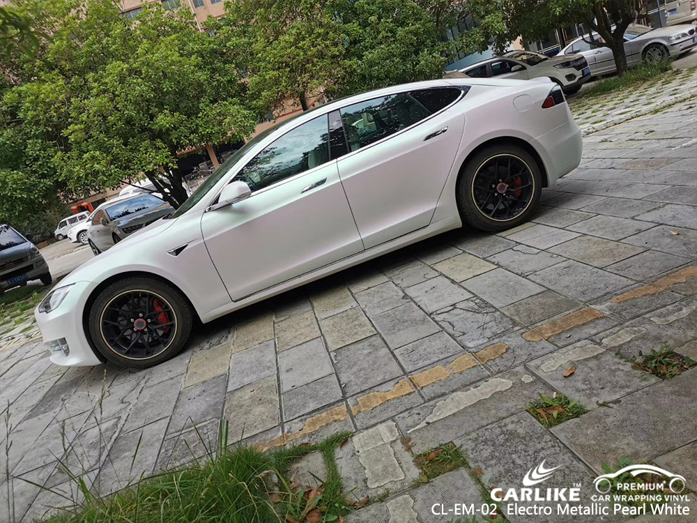 CL-EM-02 electro metallic pearl white carbon fibre vinyl wrap for bike for TESLA Sirnak Turkey