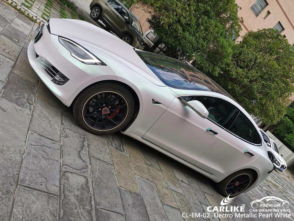 CL-EM-02 electro metallic pearl white carbon fibre vinyl wrap for bike for TESLA Sirnak Turkey