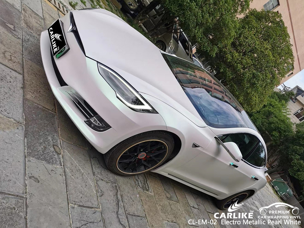 CL-EM-02 electro metallic pearl white carbon fibre vinyl wrap for bike for TESLA Sirnak Turkey
