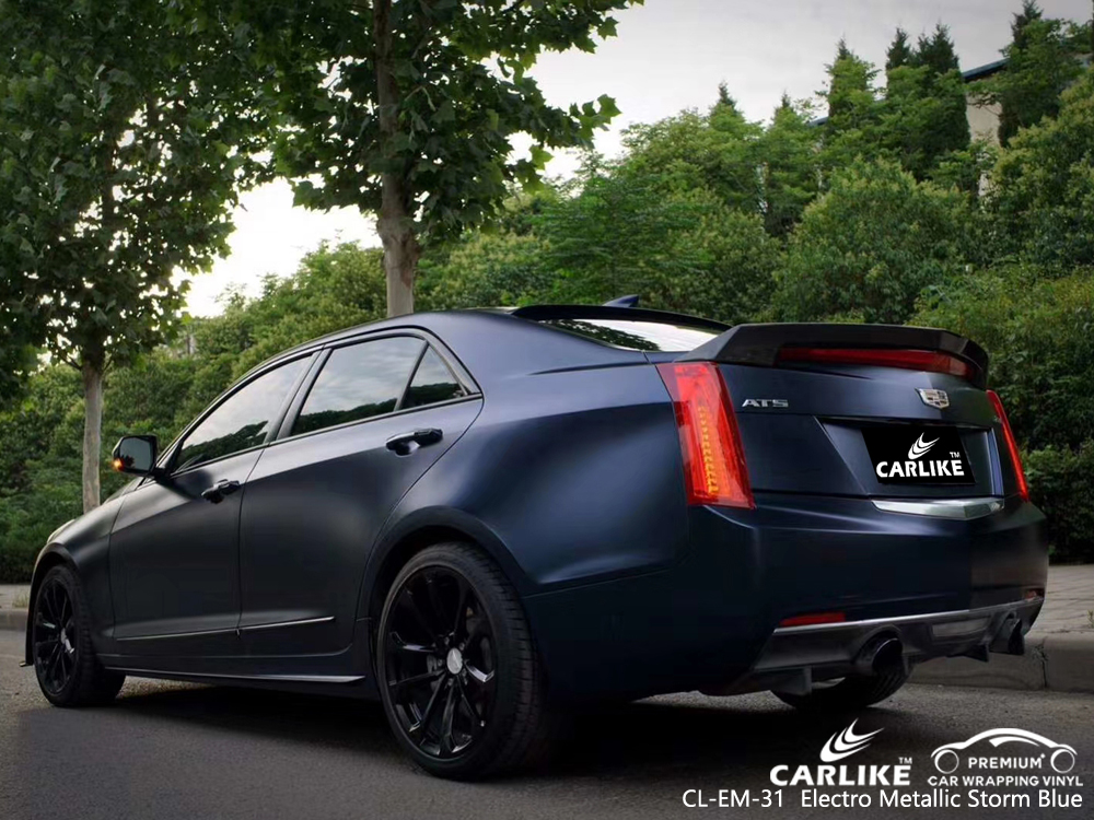 CL-EM-31 electro metallic storm blue high gloss vinyl wrap for CADILLAC Nouvelle-Aquitaine France