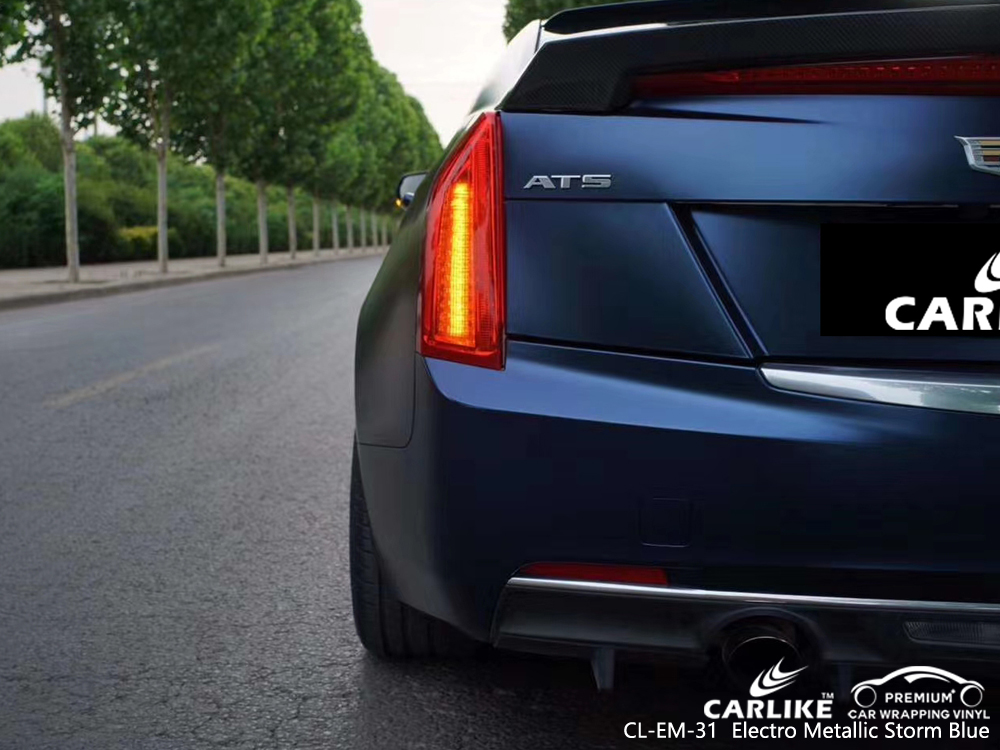 CL-EM-31 electro metallic storm blue high gloss vinyl wrap for CADILLAC Nouvelle-Aquitaine France