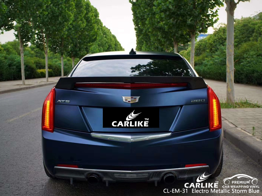 CL-EM-31 electro metallic storm blue high gloss vinyl wrap for CADILLAC Nouvelle-Aquitaine France