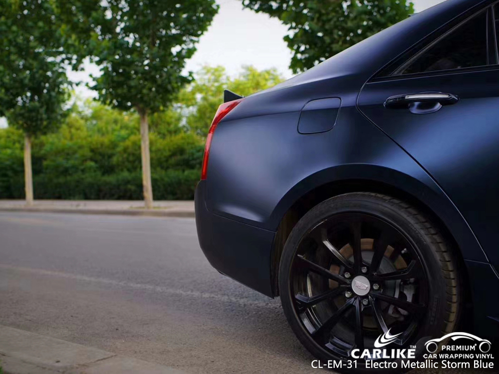 CL-EM-31 electro metallic storm blue high gloss vinyl wrap for CADILLAC Nouvelle-Aquitaine France