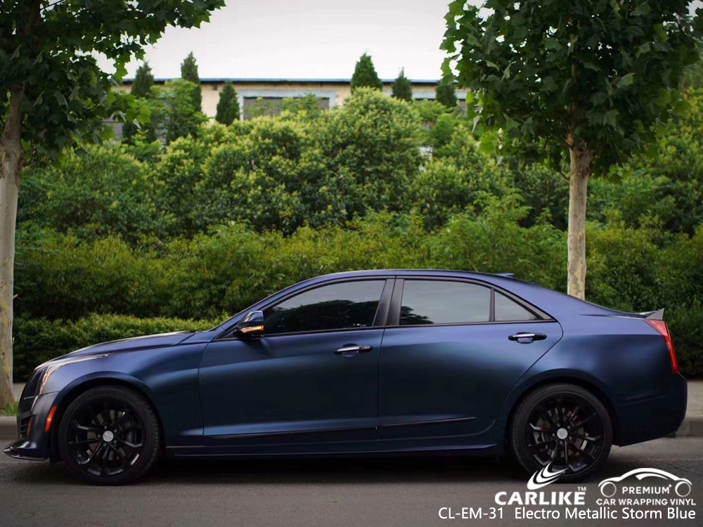 CL-EM-31 electro metallic storm blue high gloss vinyl wrap for CADILLAC Nouvelle-Aquitaine France