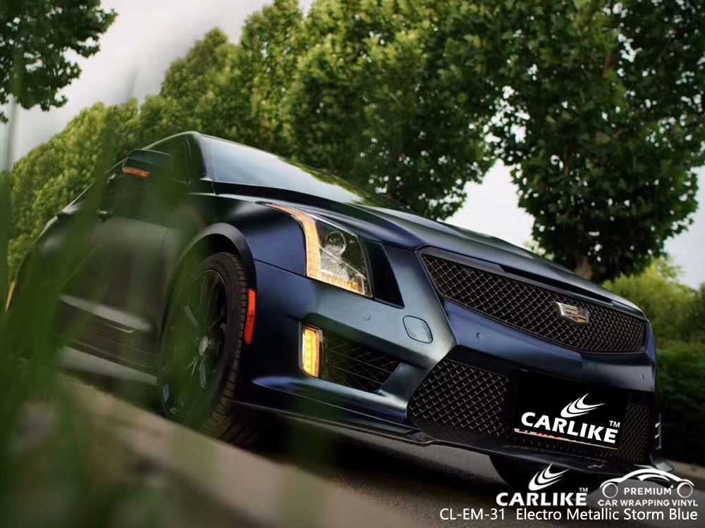 CL-EM-31 electro metallic storm blue high gloss vinyl wrap for CADILLAC Nouvelle-Aquitaine France