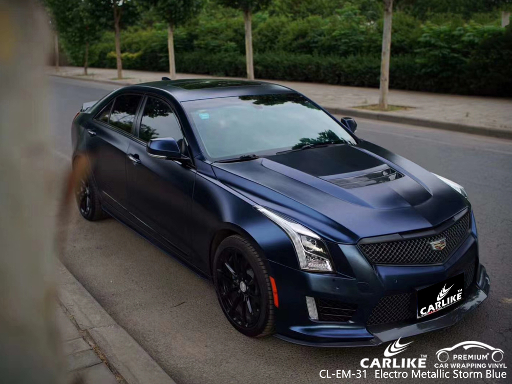 CL-EM-31 electro metallic storm blue high gloss vinyl wrap for CADILLAC Nouvelle-Aquitaine France