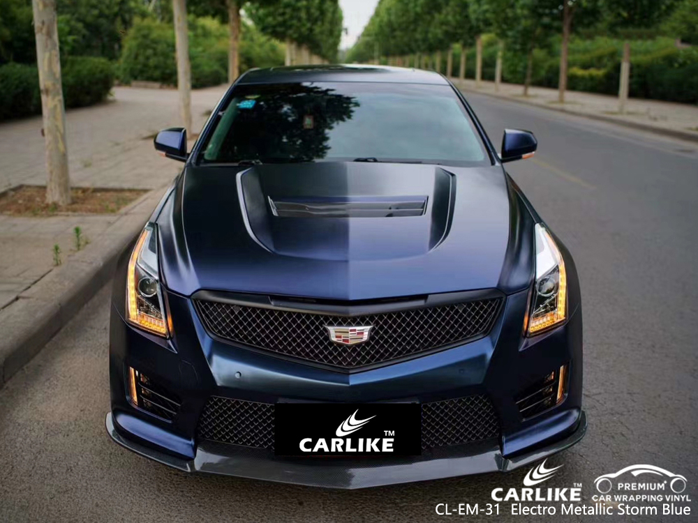 CL-EM-31 electro metallic storm blue high gloss vinyl wrap for CADILLAC Nouvelle-Aquitaine France