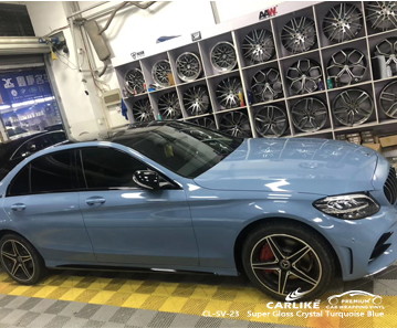 MERCEDES-BENZ Sabah Malezya için CL-SV-23 süper parlak kristal turkuaz mavi sarma vinil