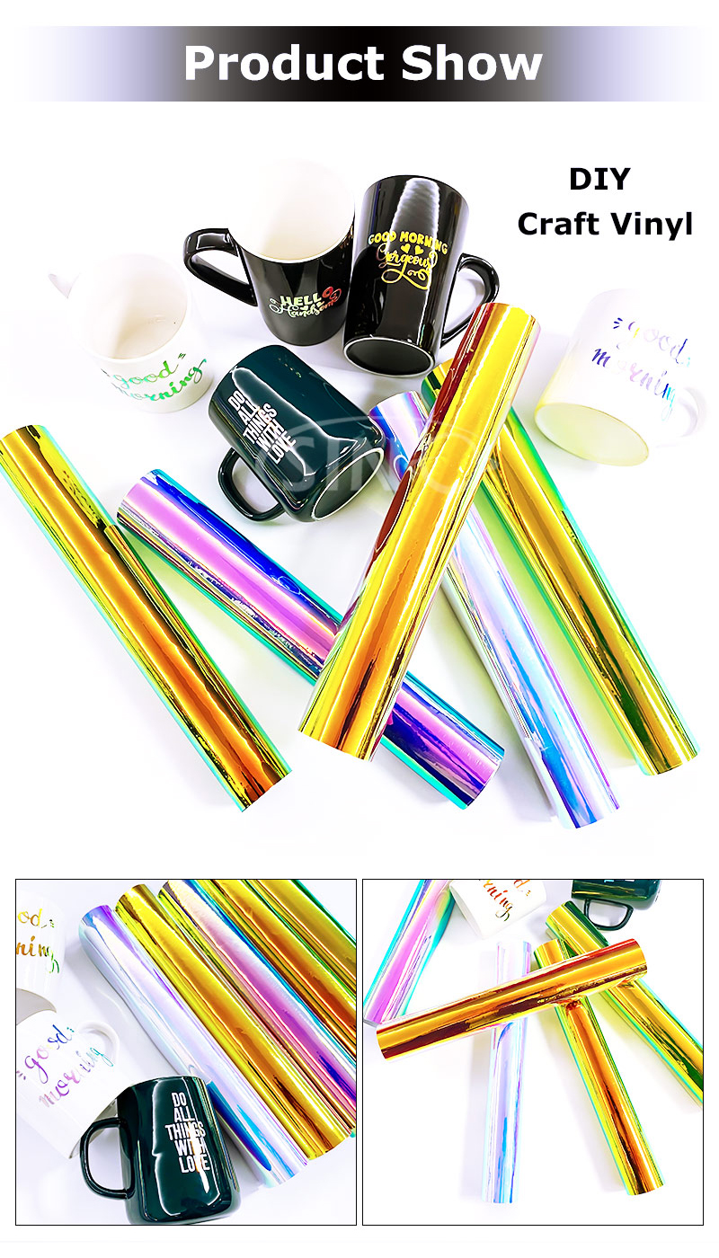 Chrome Rainbow Colorful Self Adhesive Holographic Film DIY Craft  Cutting Vinyl