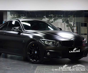 CL-EM-01 BMW Normandiya Fransa için elektro metalik saten siyah sarma vinil
