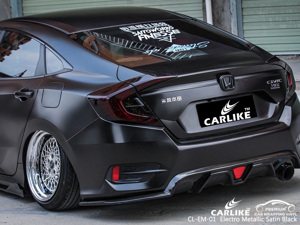 CL-EM-01 electro metallic satin black car wrapping for HONDA Bourgogne-Franche-Comte France