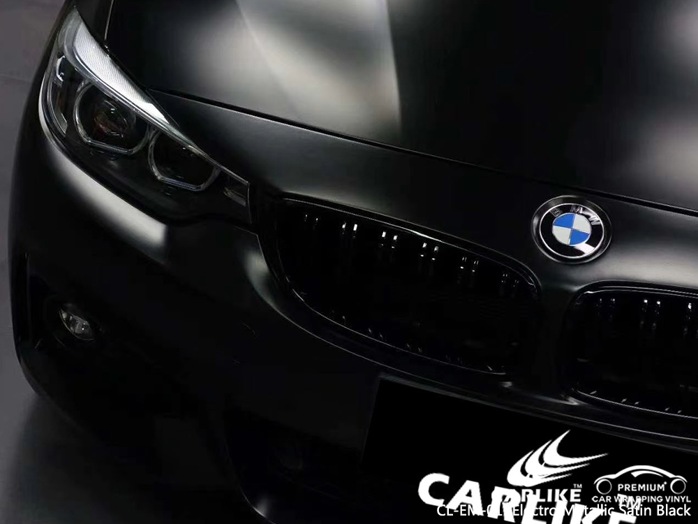 CL-EM-01 electro metallic satin black wrap vinyl for BMW Normandy France