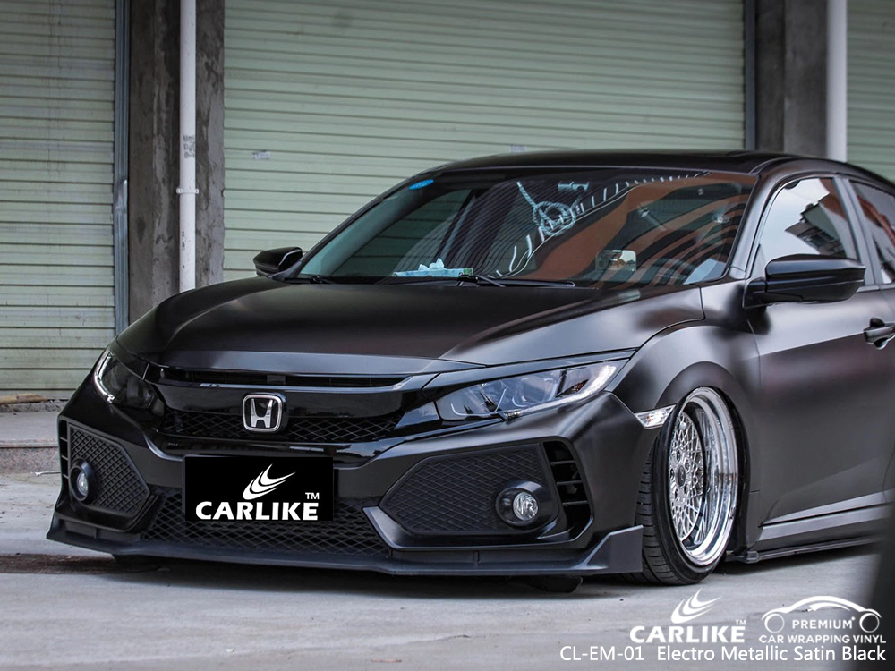 CL-EM-01 electro metallic satin black car wrapping for HONDA Bourgogne-Franche-Comte France