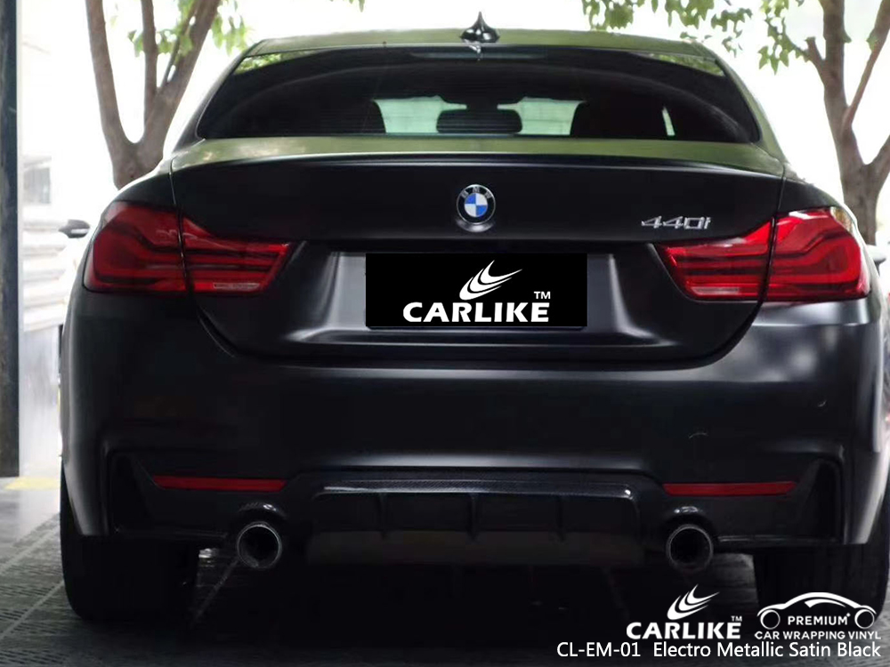 CL-EM-01 electro metallic satin black wrap vinyl for BMW Normandy France