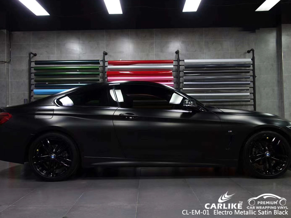 CL-EM-01 electro metallic satin black wrap vinyl for BMW Normandy France
