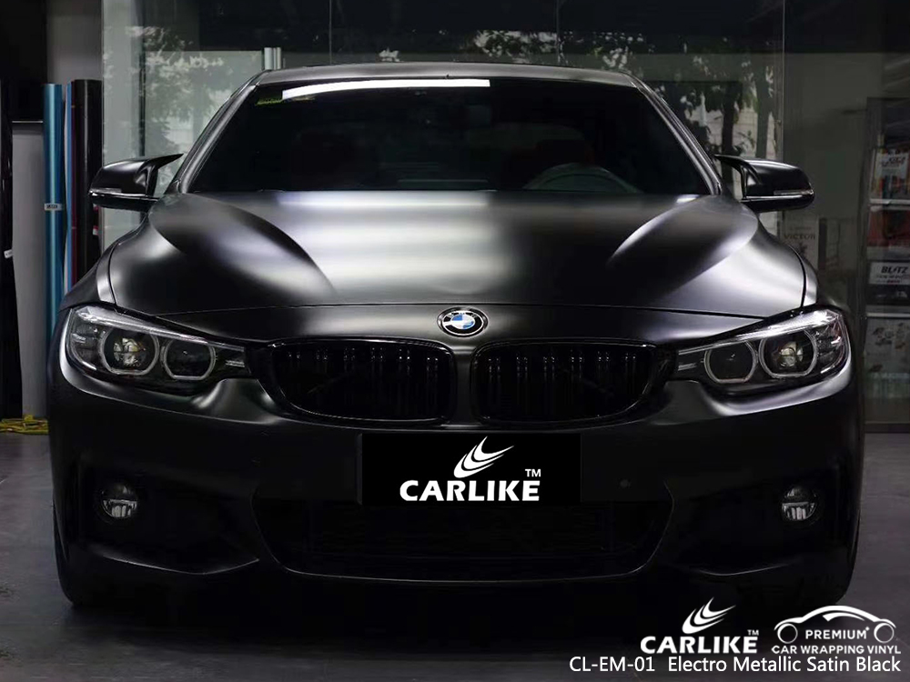 CL-EM-01 electro metallic satin black wrap vinyl for BMW Normandy France
