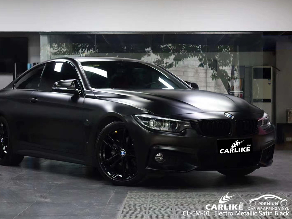 CL-EM-01 electro metallic satin black wrap vinyl for BMW Normandy France