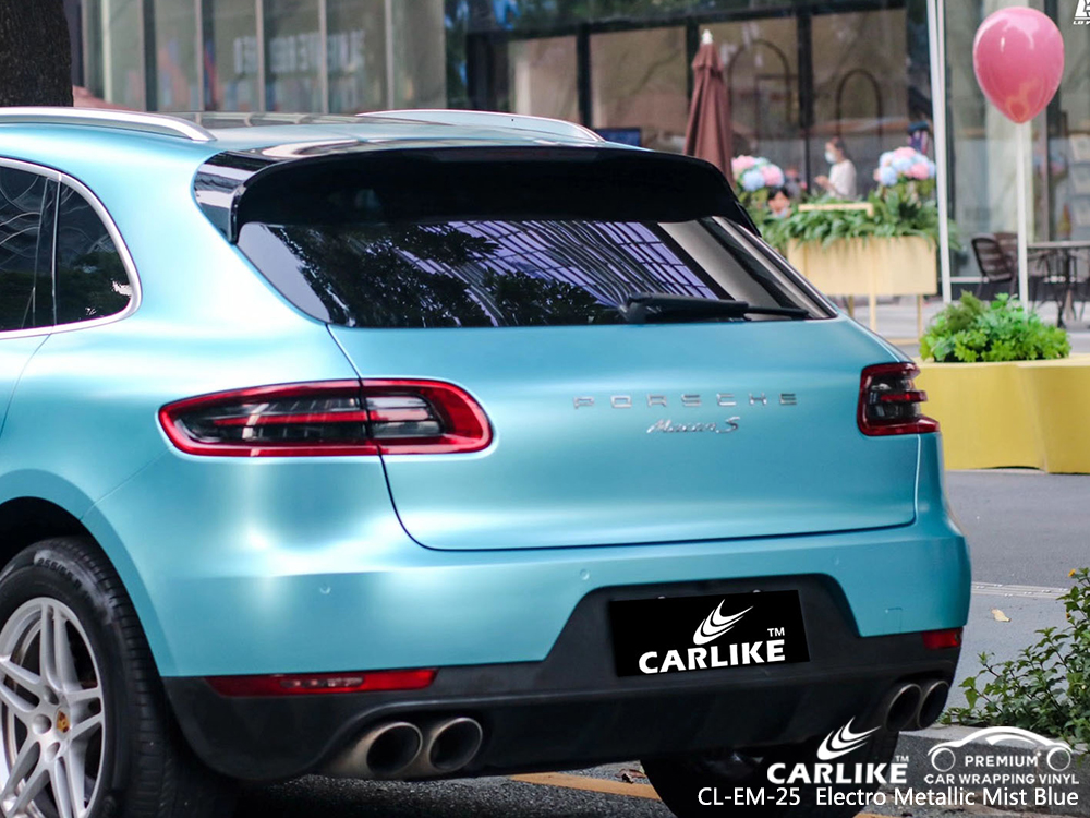 CL-EM-25 electro metallic mist blue vehicle wrapping for PORSCHE Corsica France