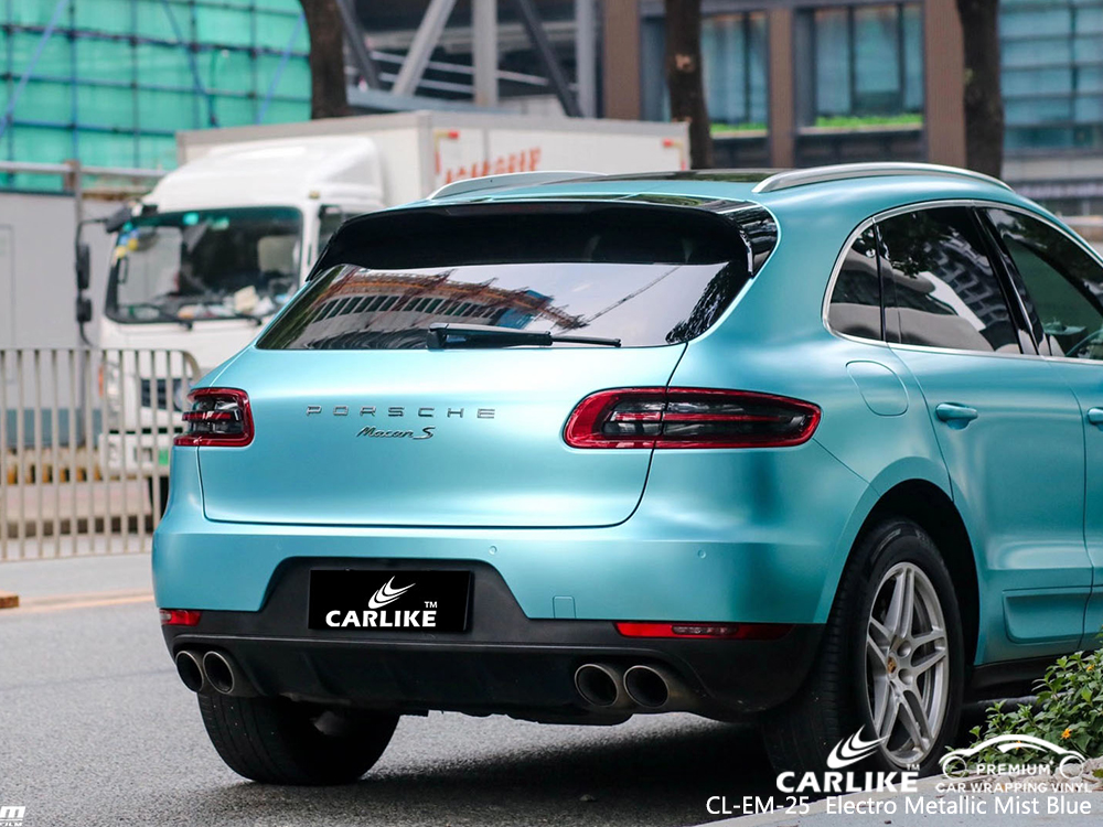 CL-EM-25 electro metallic mist blue vehicle wrapping for PORSCHE Corsica France
