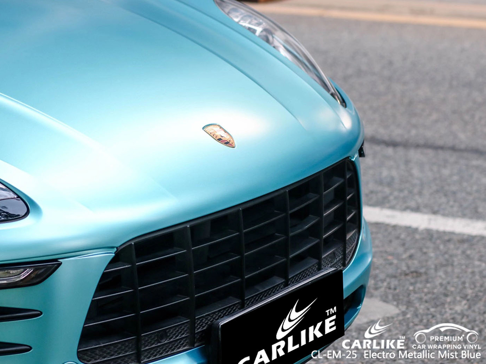 CL-EM-25 electro metallic mist blue vehicle wrapping for PORSCHE Corsica France