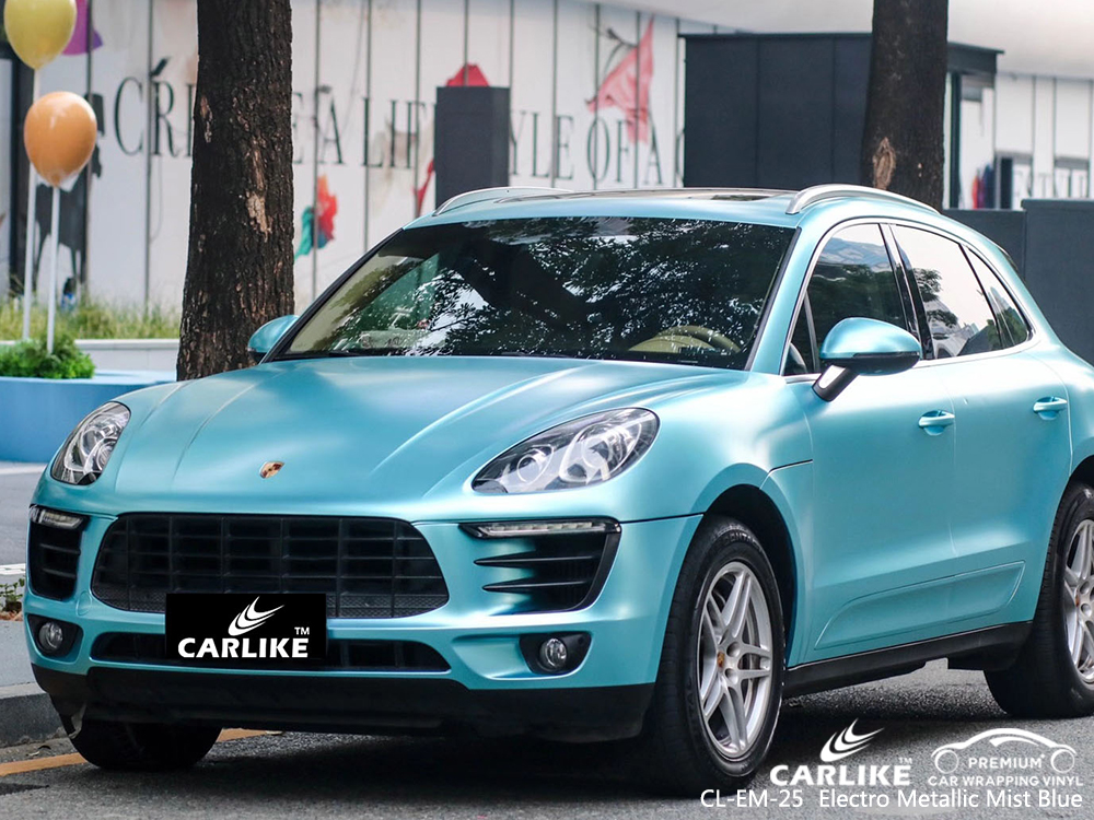 CL-EM-25 electro metallic mist blue vehicle wrapping for PORSCHE Corsica France