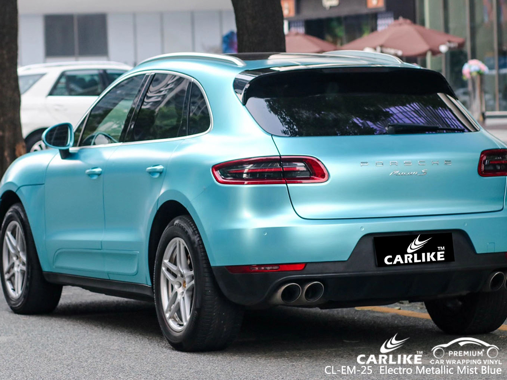 CL-EM-25 electro metallic mist blue vehicle wrapping for PORSCHE Corsica France