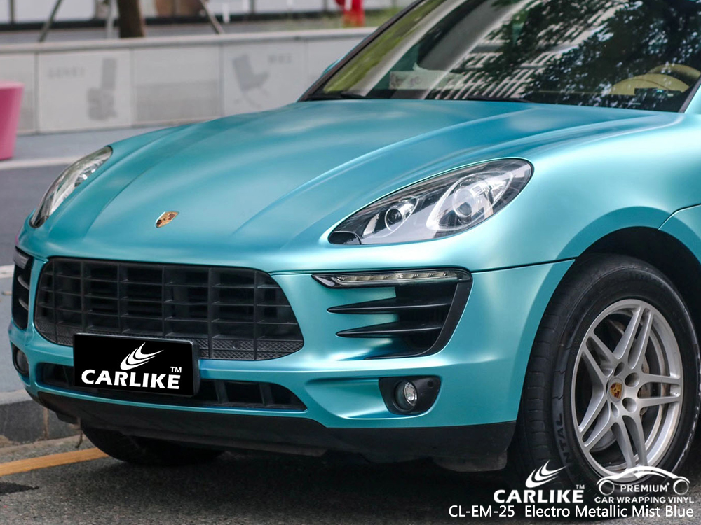 CL-EM-25 electro metallic mist blue vehicle wrapping for PORSCHE Corsica France