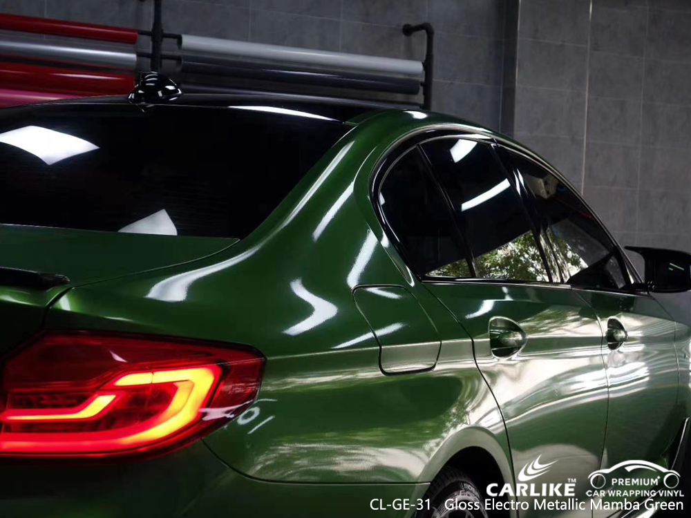 CL-GE-31 gloss electro metallic mamba green wrap car black matt for BMW Grand Est France