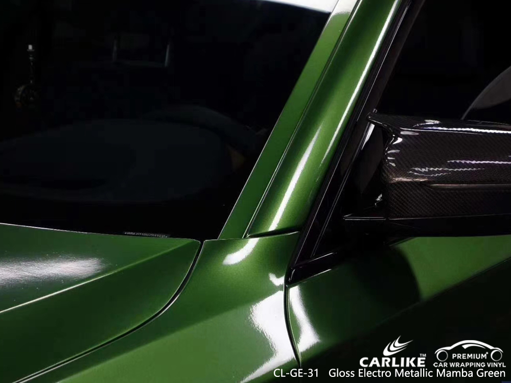 CL-GE-31 gloss electro metallic mamba green wrap car black matt for BMW Grand Est France