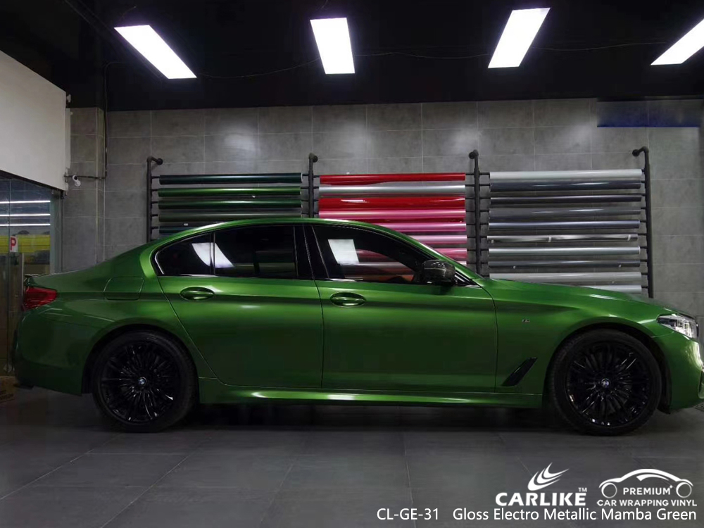 CL-GE-31 gloss electro metallic mamba green wrap car black matt for BMW Grand Est France