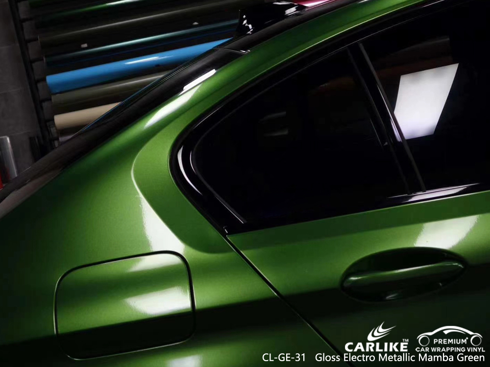 CL-GE-31 gloss electro metallic mamba green wrap car black matt for BMW Grand Est France
