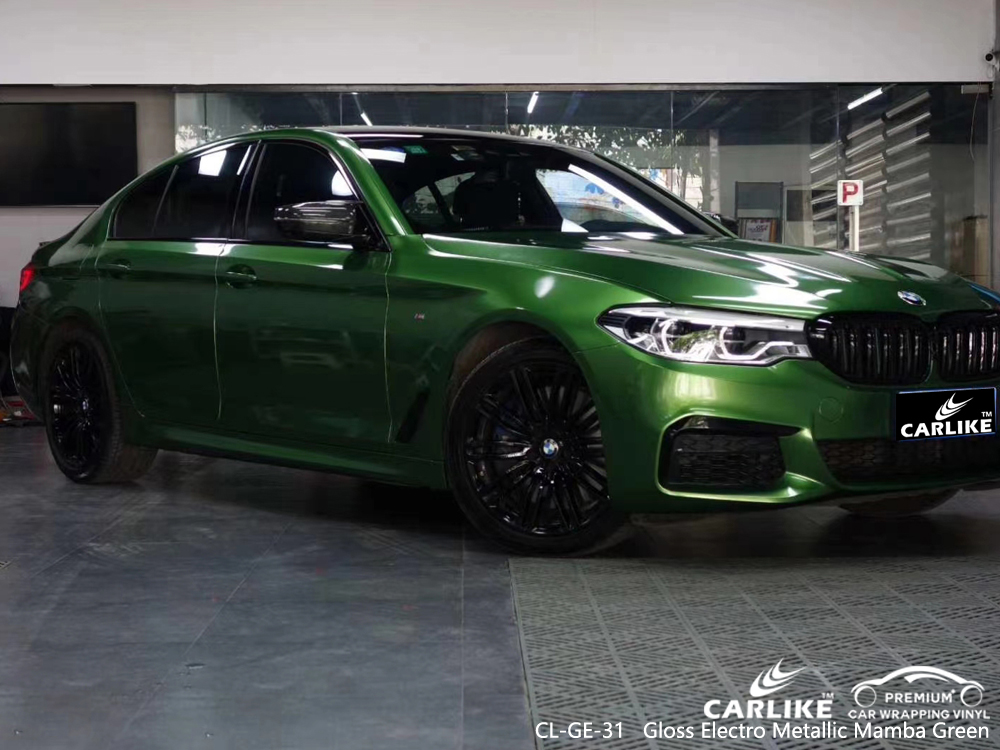 CL-GE-31 gloss electro metallic mamba green wrap car black matt for BMW Grand Est France