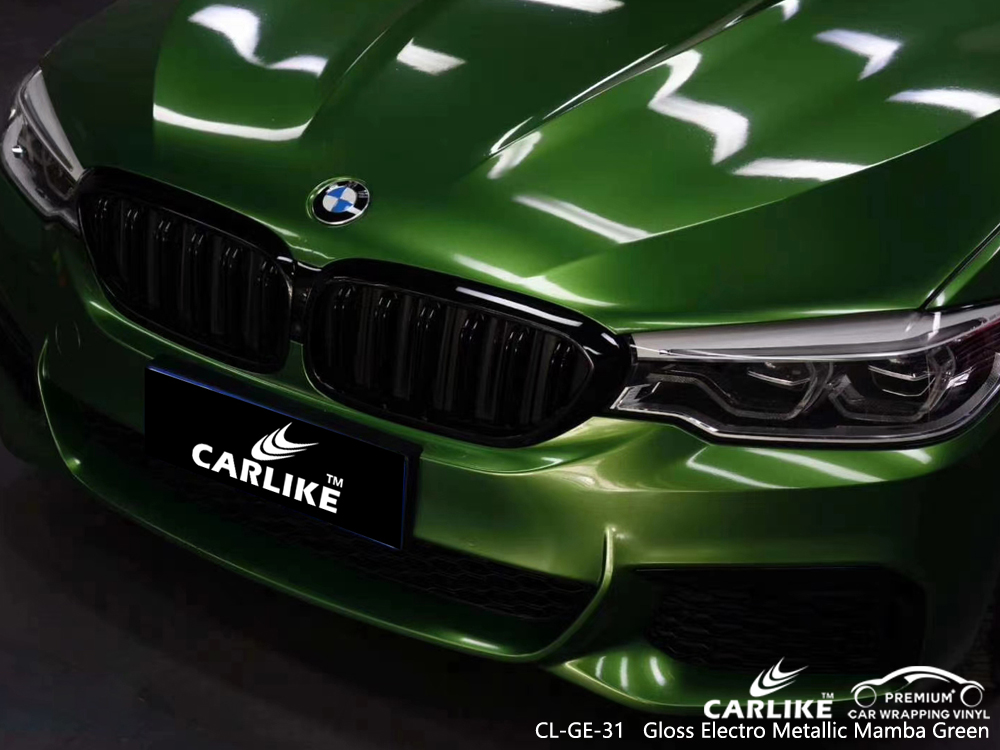 CL-GE-31 gloss electro metallic mamba green wrap car black matt for BMW Grand Est France