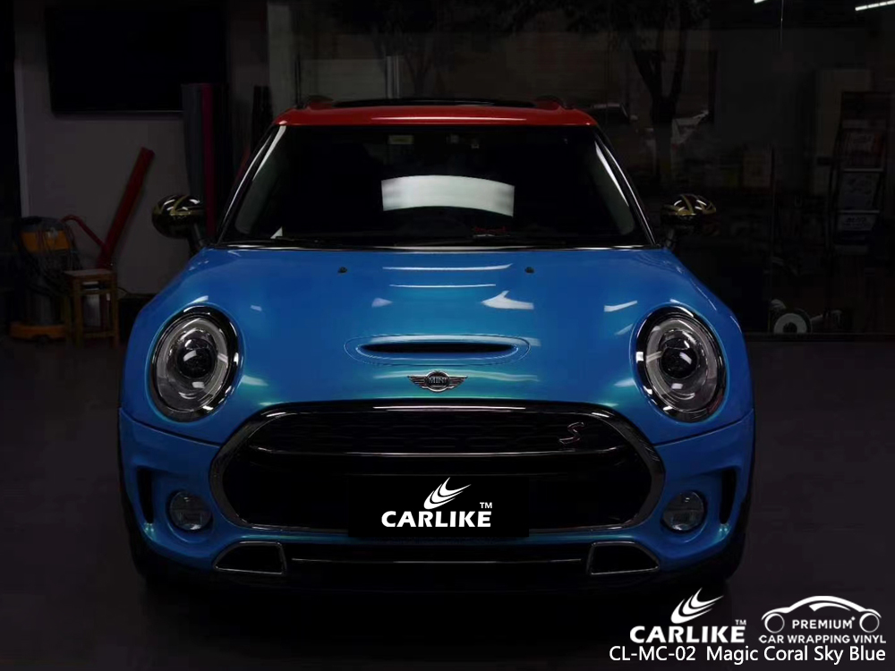 CL-MC-02 magic coral sky blue carbon fibre vinyl wrap for bikes for BENTLEY Bavaria Germany