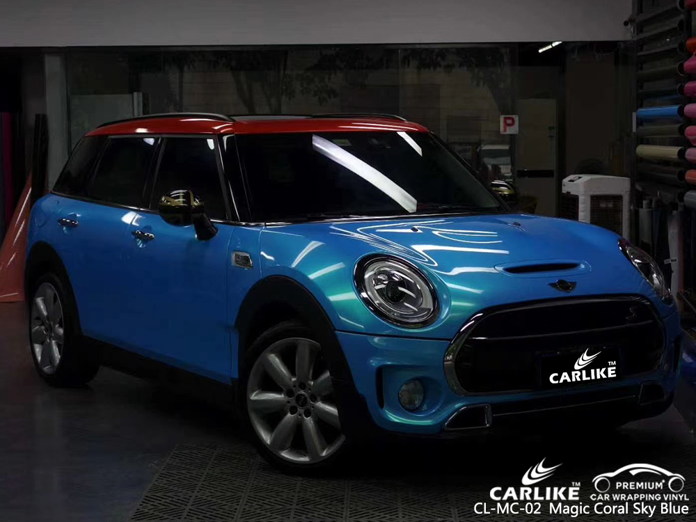 CL-MC-02 magic coral sky blue carbon fibre vinyl wrap for bikes for BENTLEY Bavaria Germany