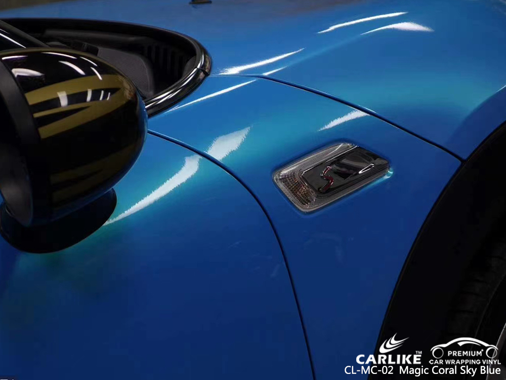 CL-MC-02 magic coral sky blue carbon fibre vinyl wrap for bikes for BENTLEY Bavaria Germany