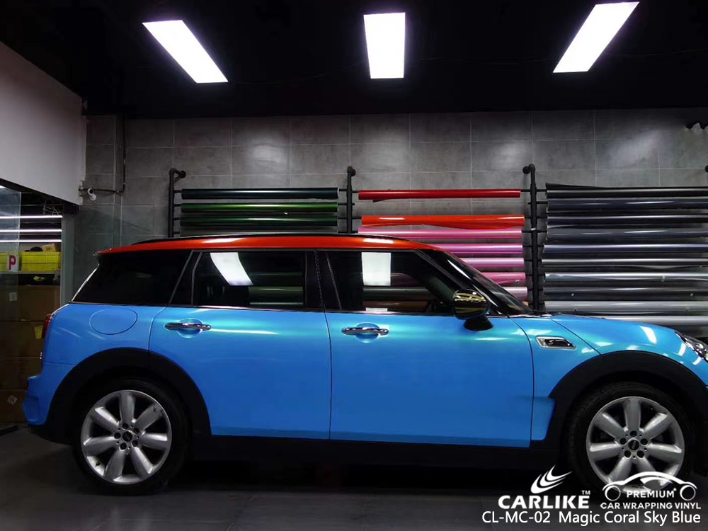 CL-MC-02 magic coral sky blue carbon fibre vinyl wrap for bikes for BENTLEY Bavaria Germany