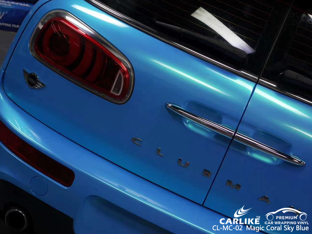 CL-MC-02 magic coral sky blue carbon fibre vinyl wrap for bikes for BENTLEY Bavaria Germany