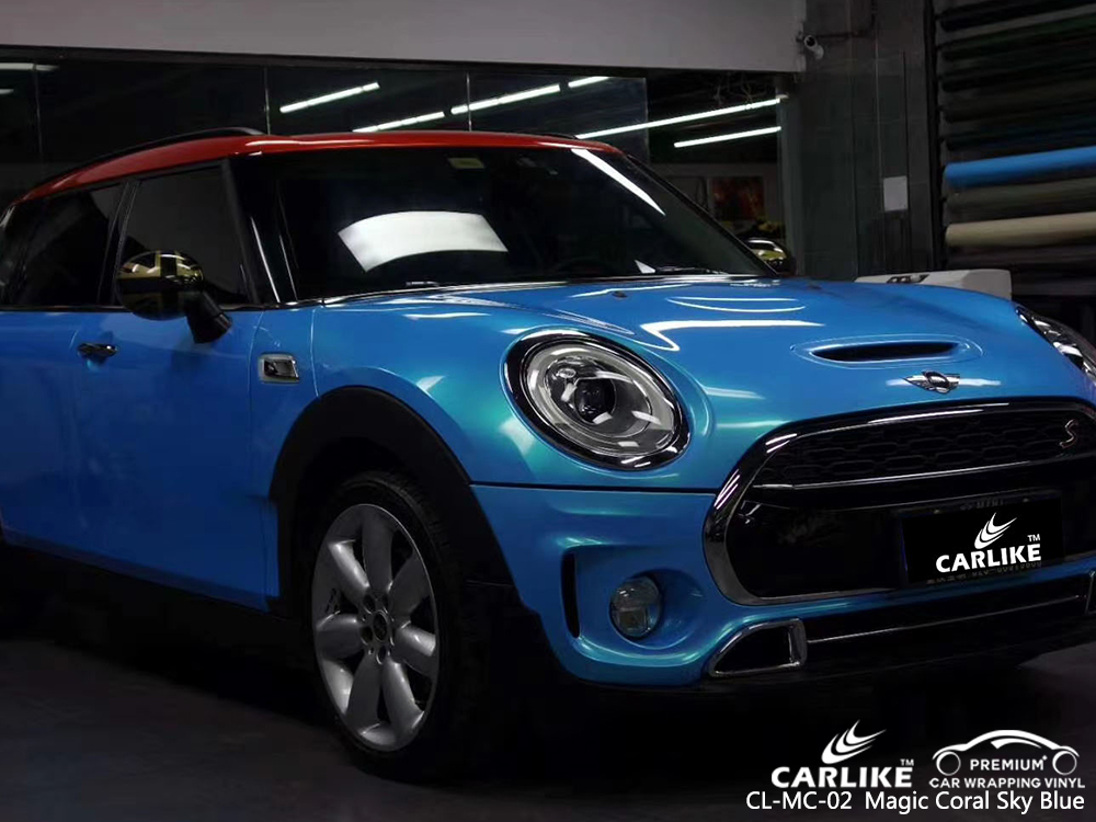 CL-MC-02 magic coral sky blue carbon fibre vinyl wrap for bikes for BENTLEY Bavaria Germany