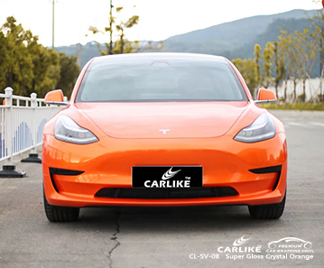 CL-SV-08 süper parlak kristal turuncu vinil arabamı TESLA Mecklenburg-Vorpommern Almanya için sarın