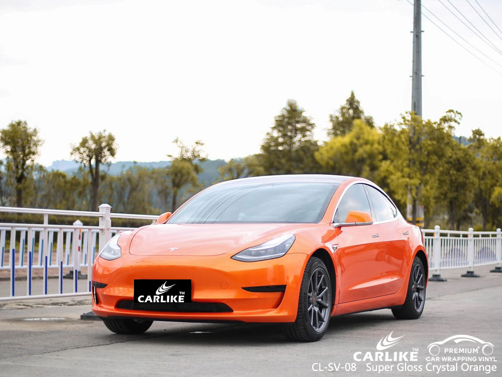 CL-SV-08 super gloss crystal orange vinyl wrap my car for TESLA Mecklenburg-Vorpommern Germany