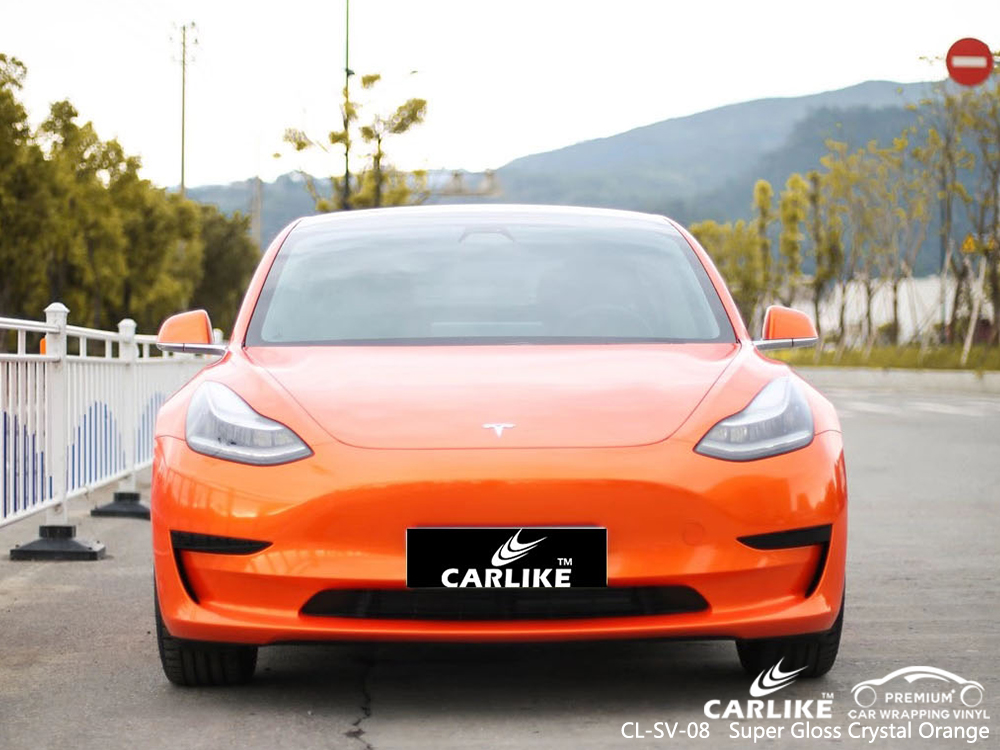 CL-SV-08 super gloss crystal orange vinyl wrap my car for TESLA Mecklenburg-Vorpommern Germany