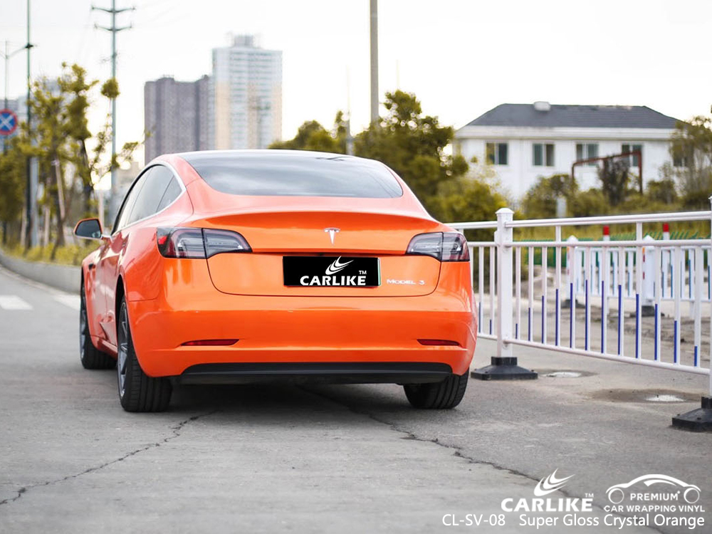 CL-SV-08 super gloss crystal orange vinyl wrap my car for TESLA Mecklenburg-Vorpommern Germany