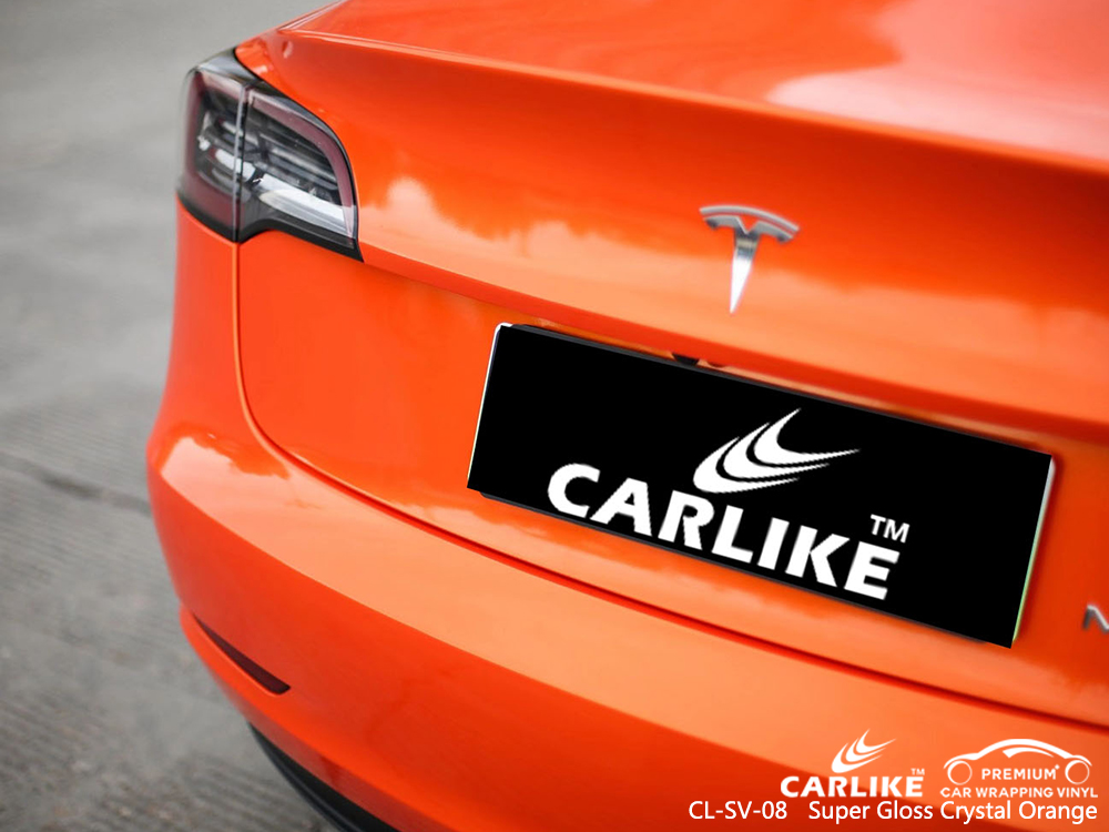 CL-SV-08 super gloss crystal orange vinyl wrap my car for TESLA Mecklenburg-Vorpommern Germany