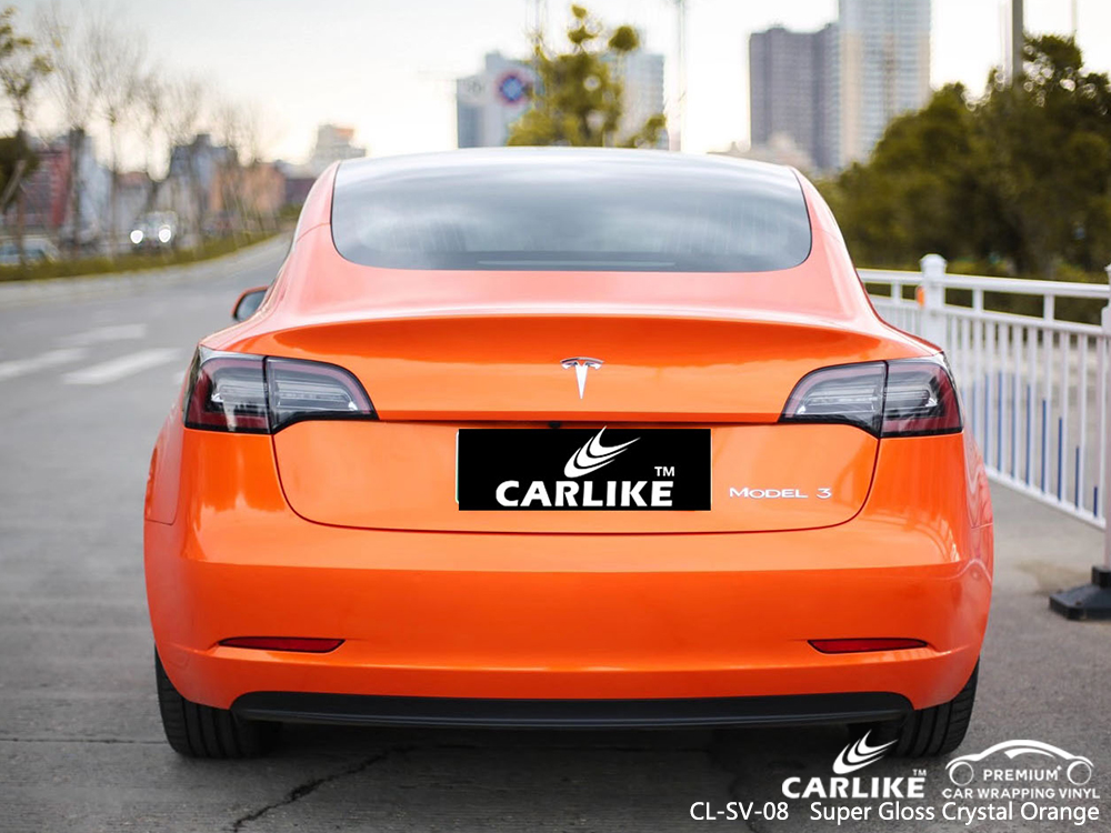 CL-SV-08 super gloss crystal orange vinyl wrap my car for TESLA Mecklenburg-Vorpommern Germany