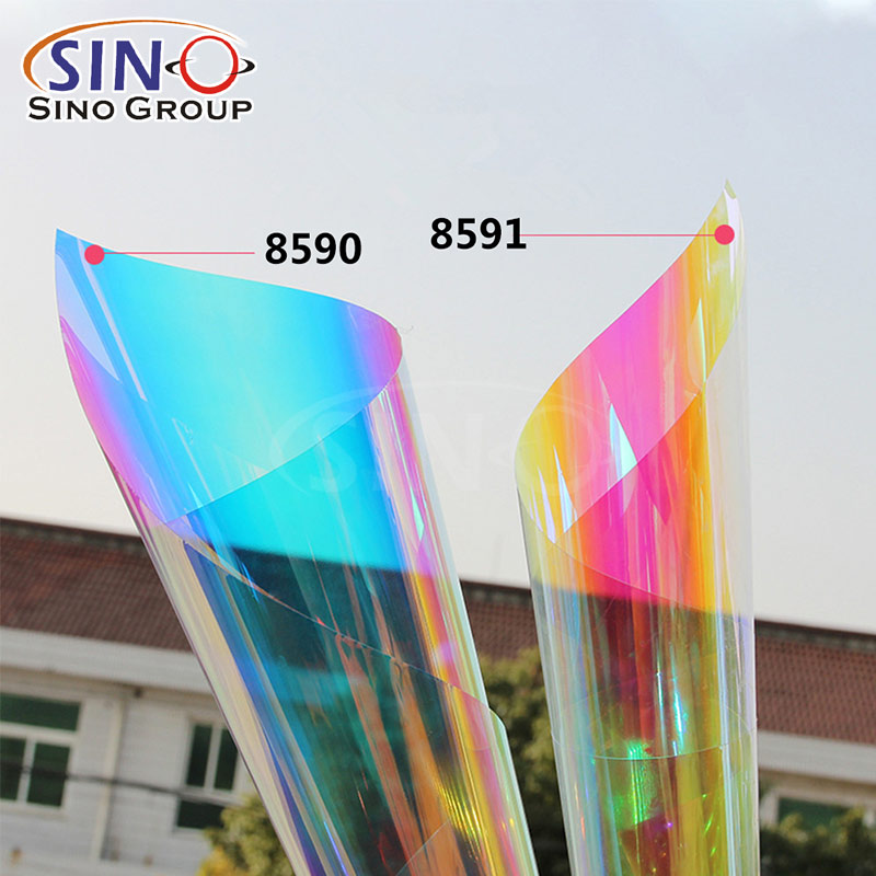 Mul-size Colorful PET Rainbow Window Film Chameleon Window Tint Film  Iridescent Film for Home Self Adhesive Stained Glass Film