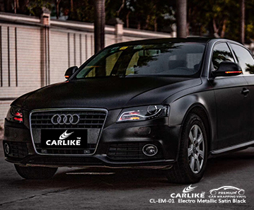 Filme envoltório de carro preto eletro metálico CL-EM-01 de cetim para AUDI Rivers Nigéria